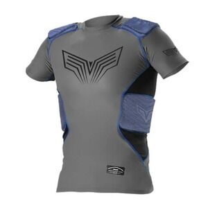 Alleson Youth Vortex Integrated Football Top - Gray/Blue, Small